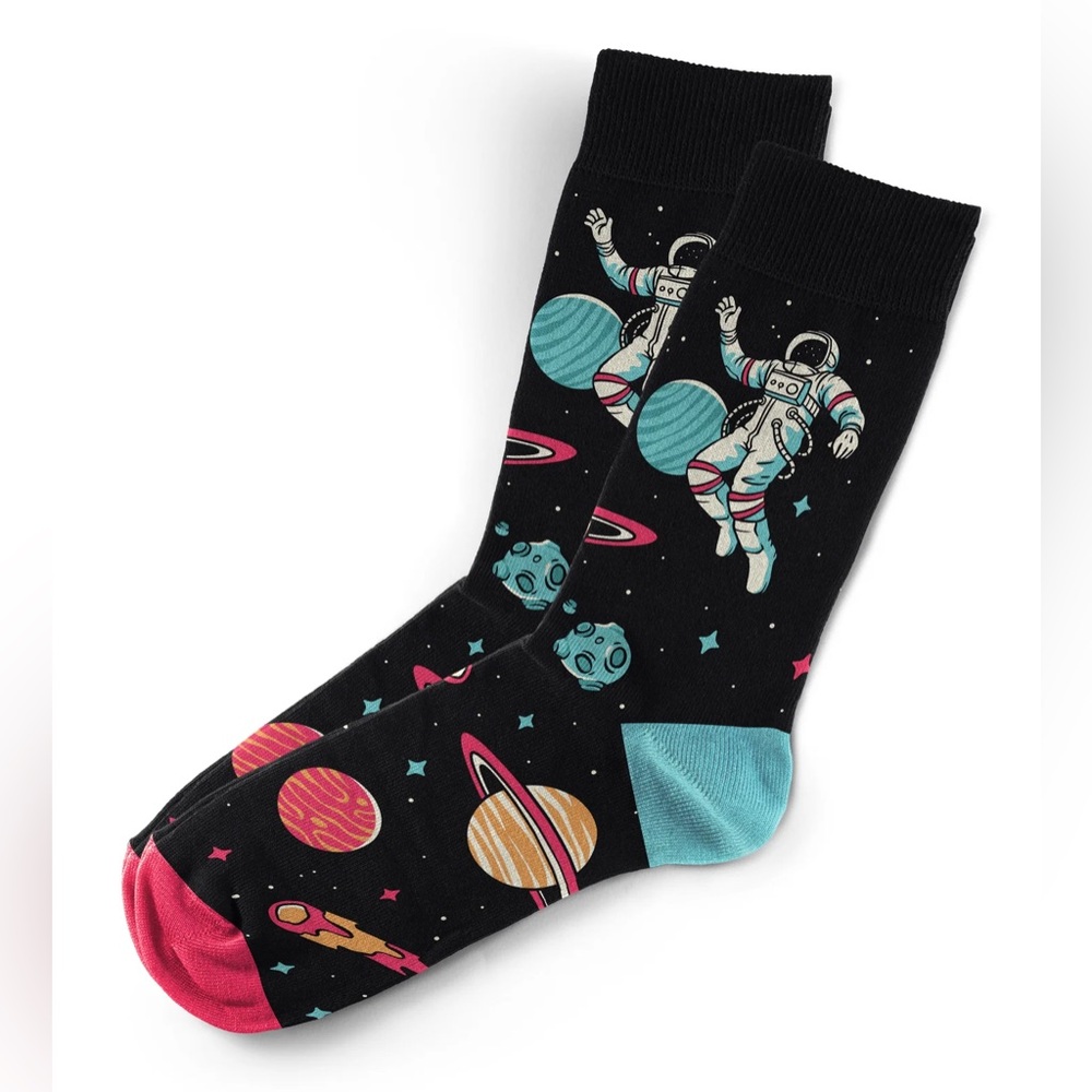 Space Astronaut Black Socks Sillies Socks Novelty Happy Socks Silly Funny Sox